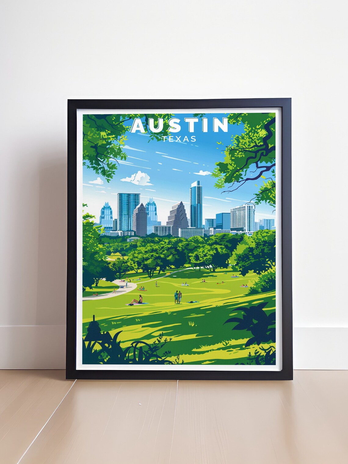Austin Travel Art Zilker Park City View Poster And Austin Art Zilker Park City View Print Zilker Park City View Print Austin Artwork - Image 4