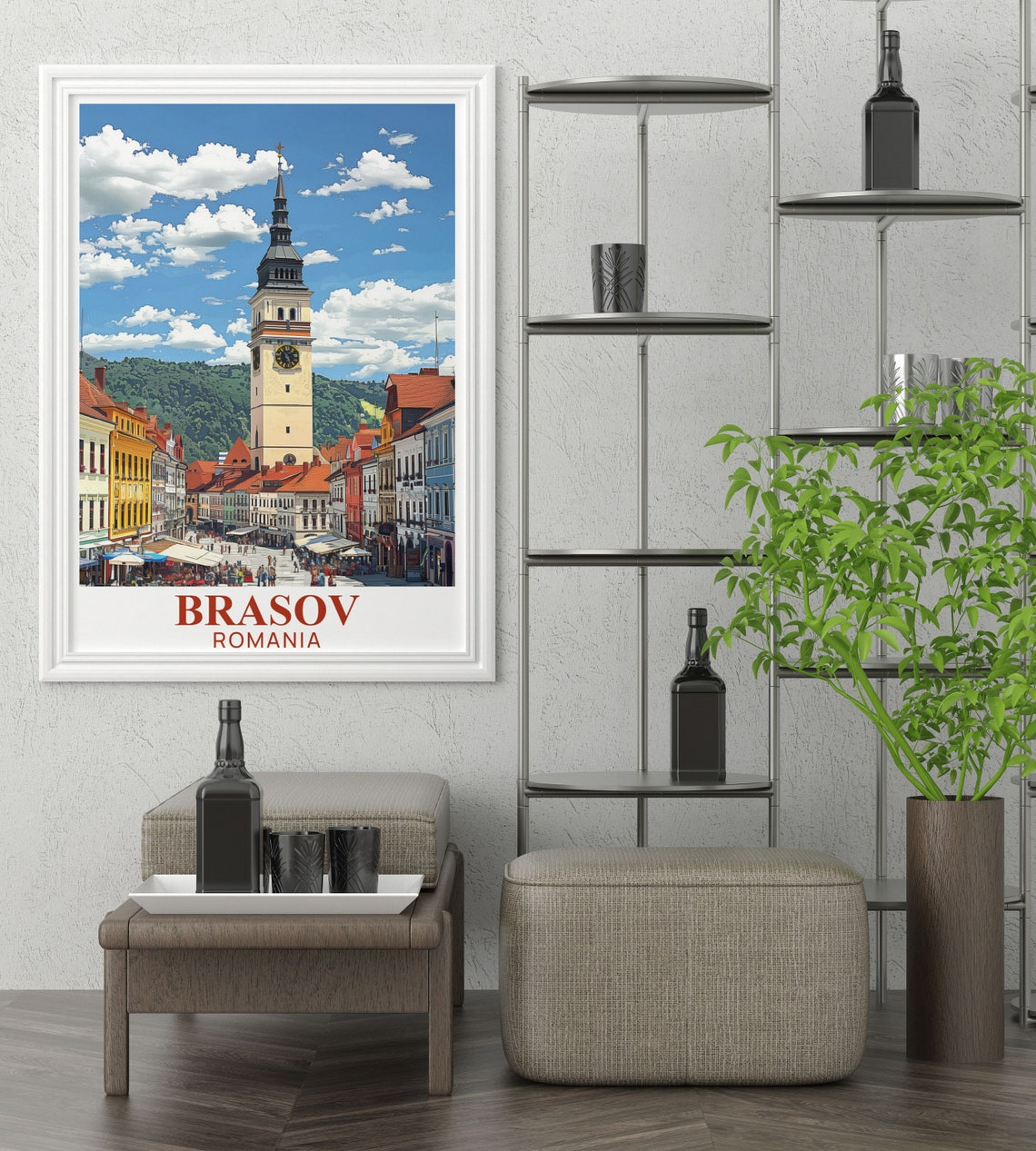 Brasov Romania Travel Print Council Square Brasov Travel Print Brasov Romania Poster Brasov Travel Poster Of Council Square Romania - Image 3