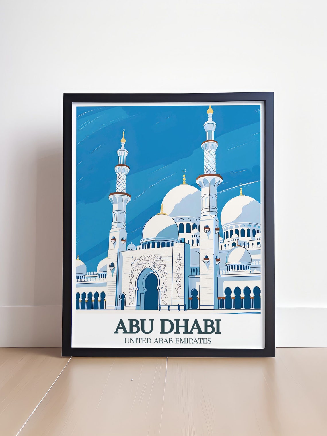 Sheikh Zayed Grand Mosque Abu Dhabi UAE Blue Sky Travel Poster - Image 4
