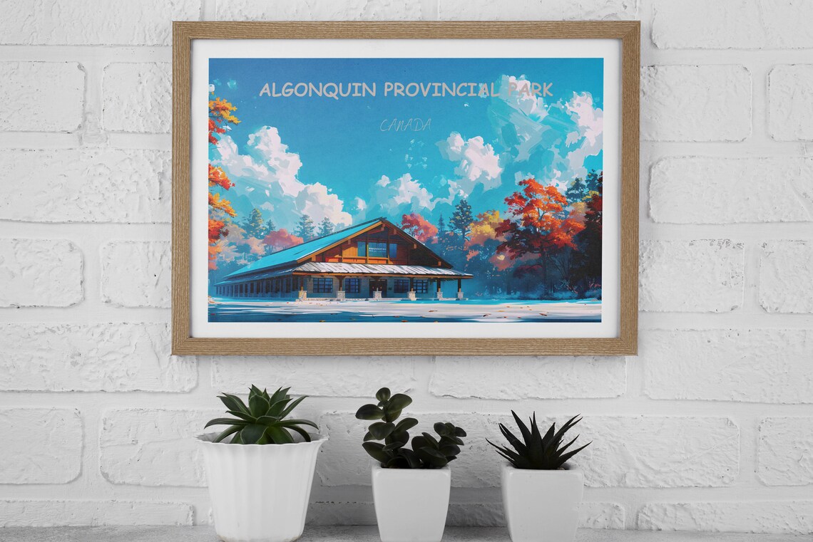 Algonquin Provincial Park Lodge Autumn Trees Canada Travel Poster - Image 2