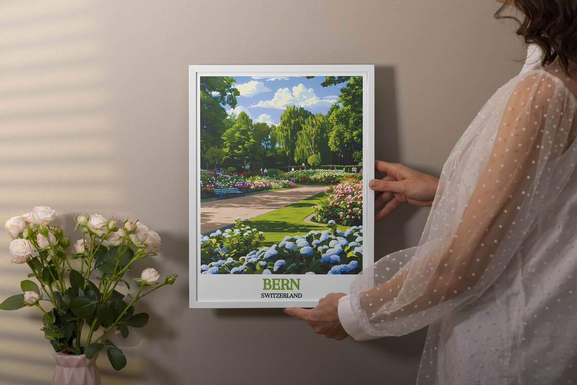 Bern Switzerland Rosengarten Flower Gardens Sunny Park Travel Poster - Image 2