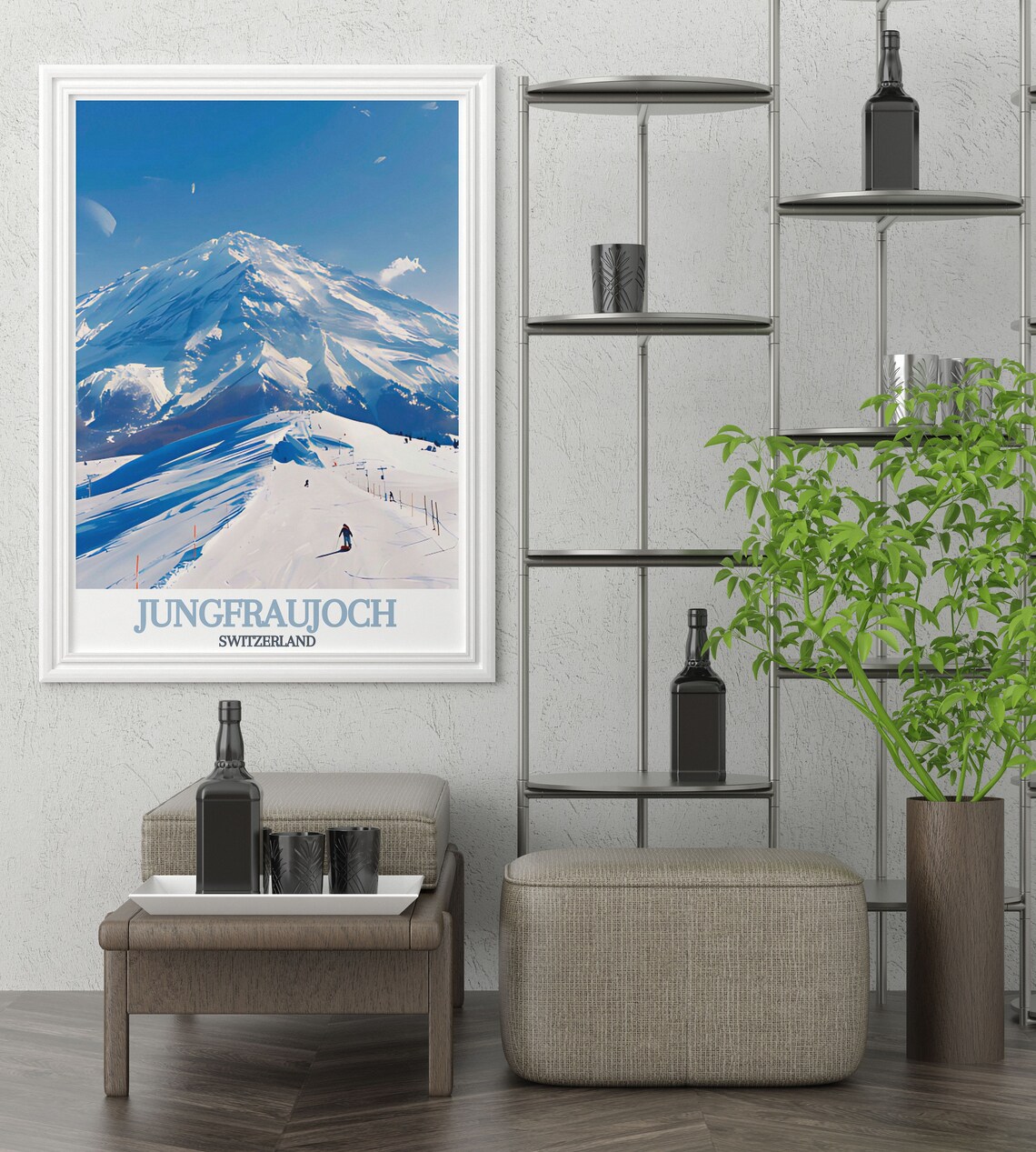Sunny Jungfraujoch Switzerland Alpine Ski Slope Travel Poster - Image 3