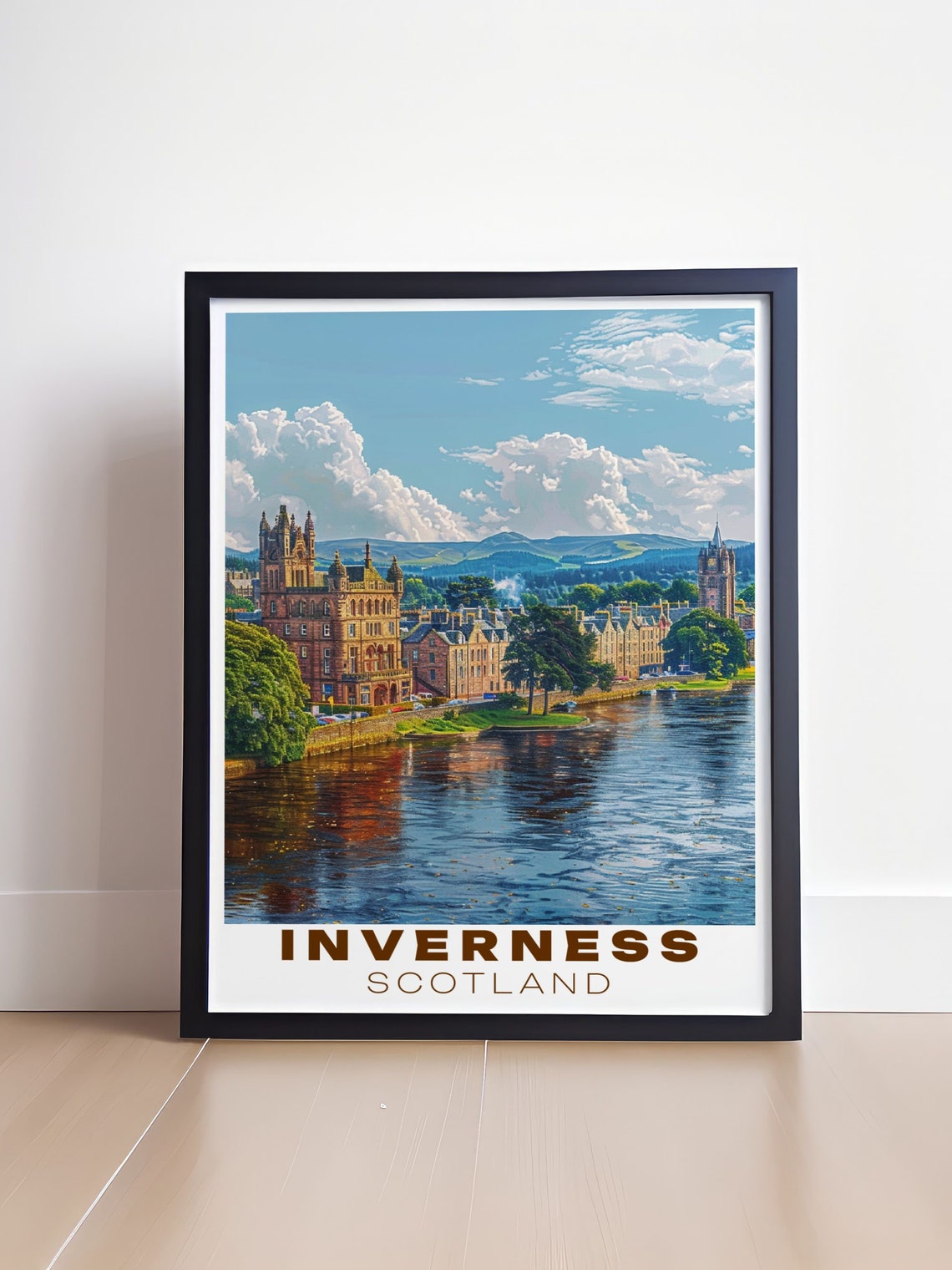 Inverness Scotland Castle Above River Ness Sunset Travel Poster - Image 4