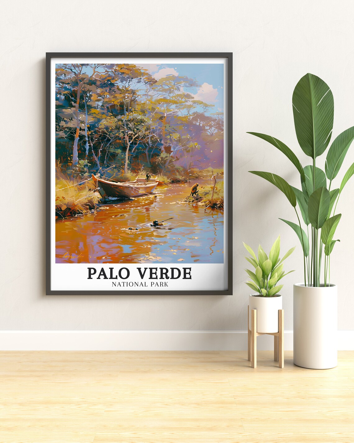 Palo Verde National Park River Boat With Wildlife Scene Poster - Image 2