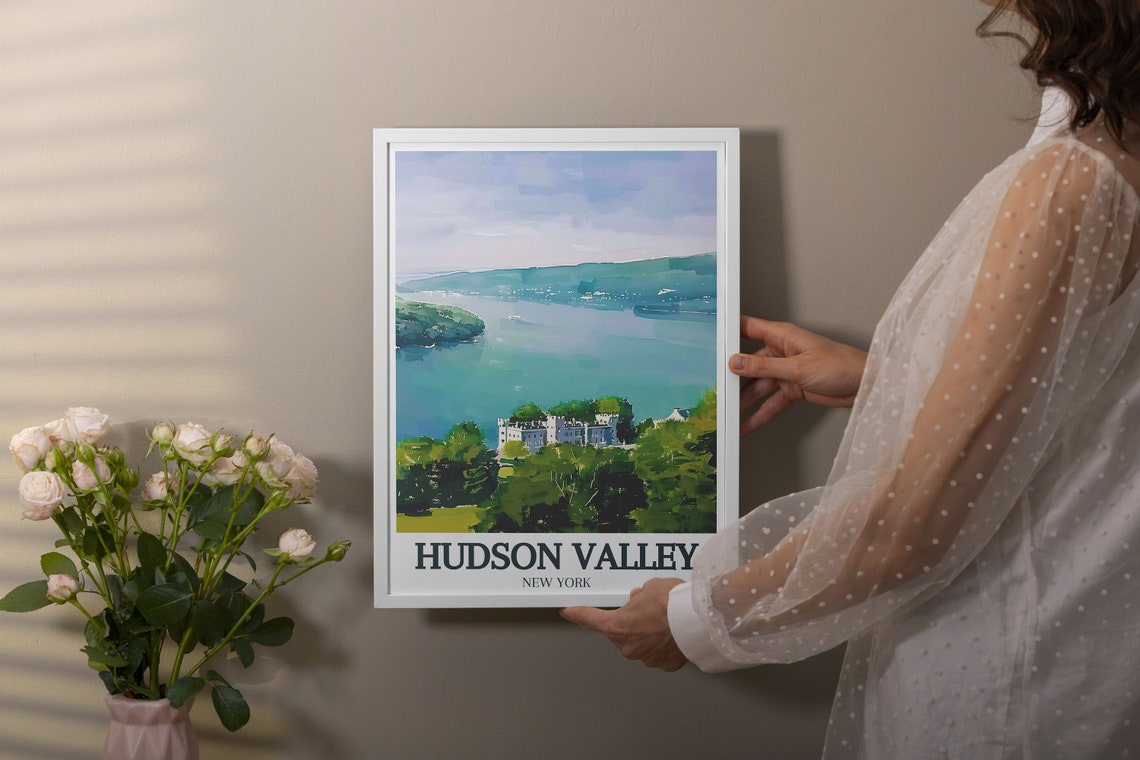 Hudson Valley New York Hudson River Estate Scenic View Poster - Image 3