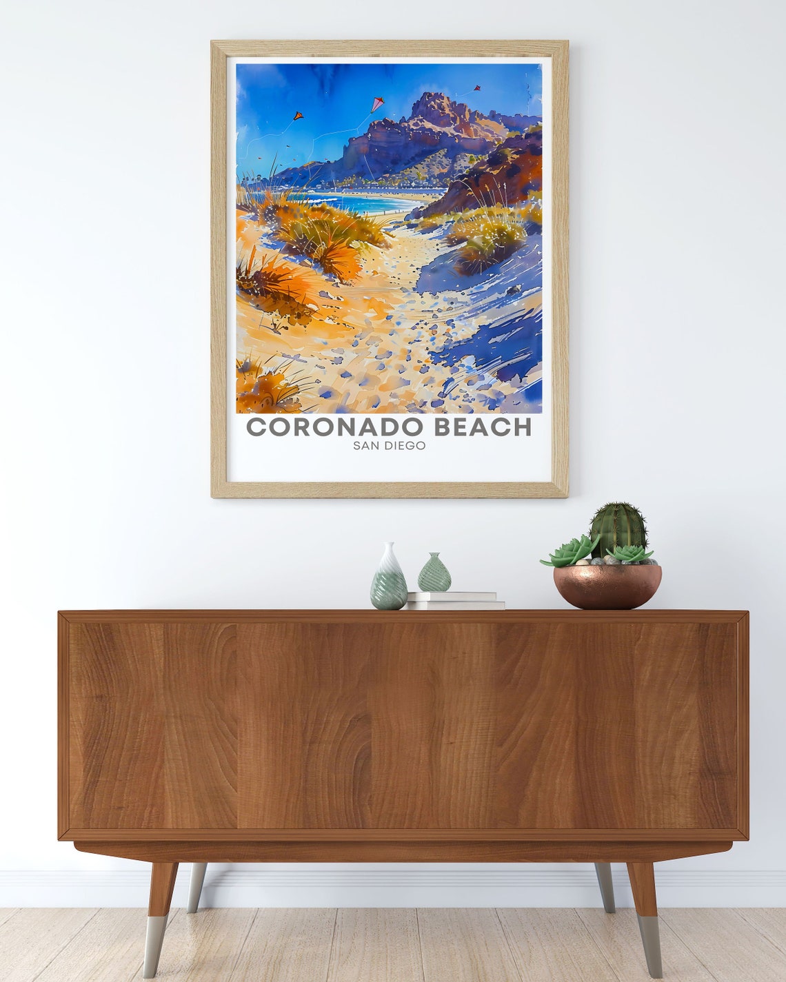 Coronado Beach San Diego Sand Dunes Path Watercolor Travel Poster - Image 2