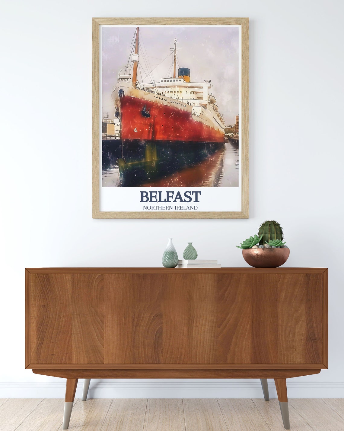 Belfast Northern Ireland Historic Ocean Liner in Harbor Poster - Image 2