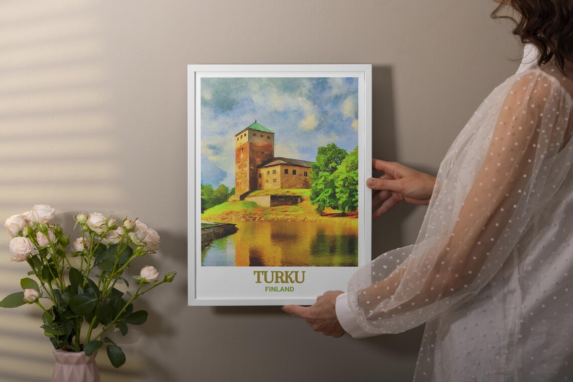 Turku Castle Finland Riverside Watercolor Castle View Travel Poster - Image 2