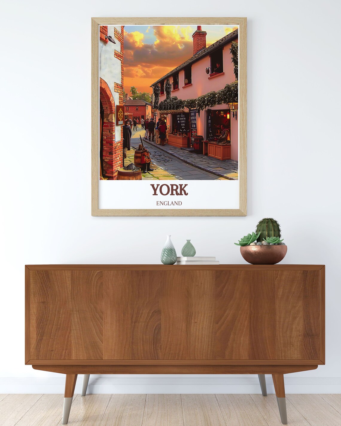 York Medieval Viking Street Golden Sunset Pubs Travel Poster - Image 2