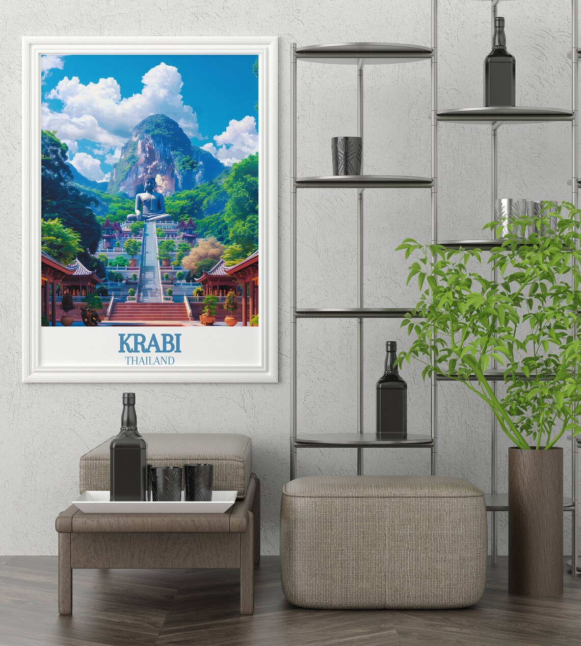 Krabi Tiger Cave Temple Giant Buddha Grand Staircase Thailand Poster - Image 2