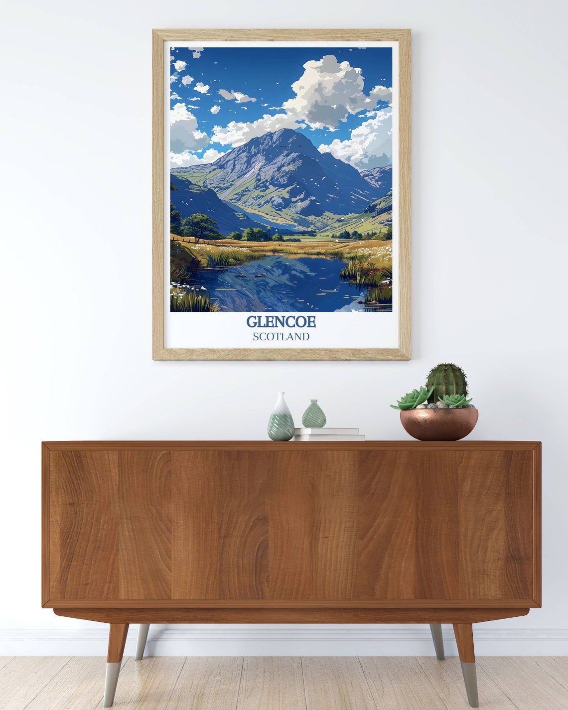 Glencoe Scotland Blue Mountain Loch Reflection Travel Poster - Image 3