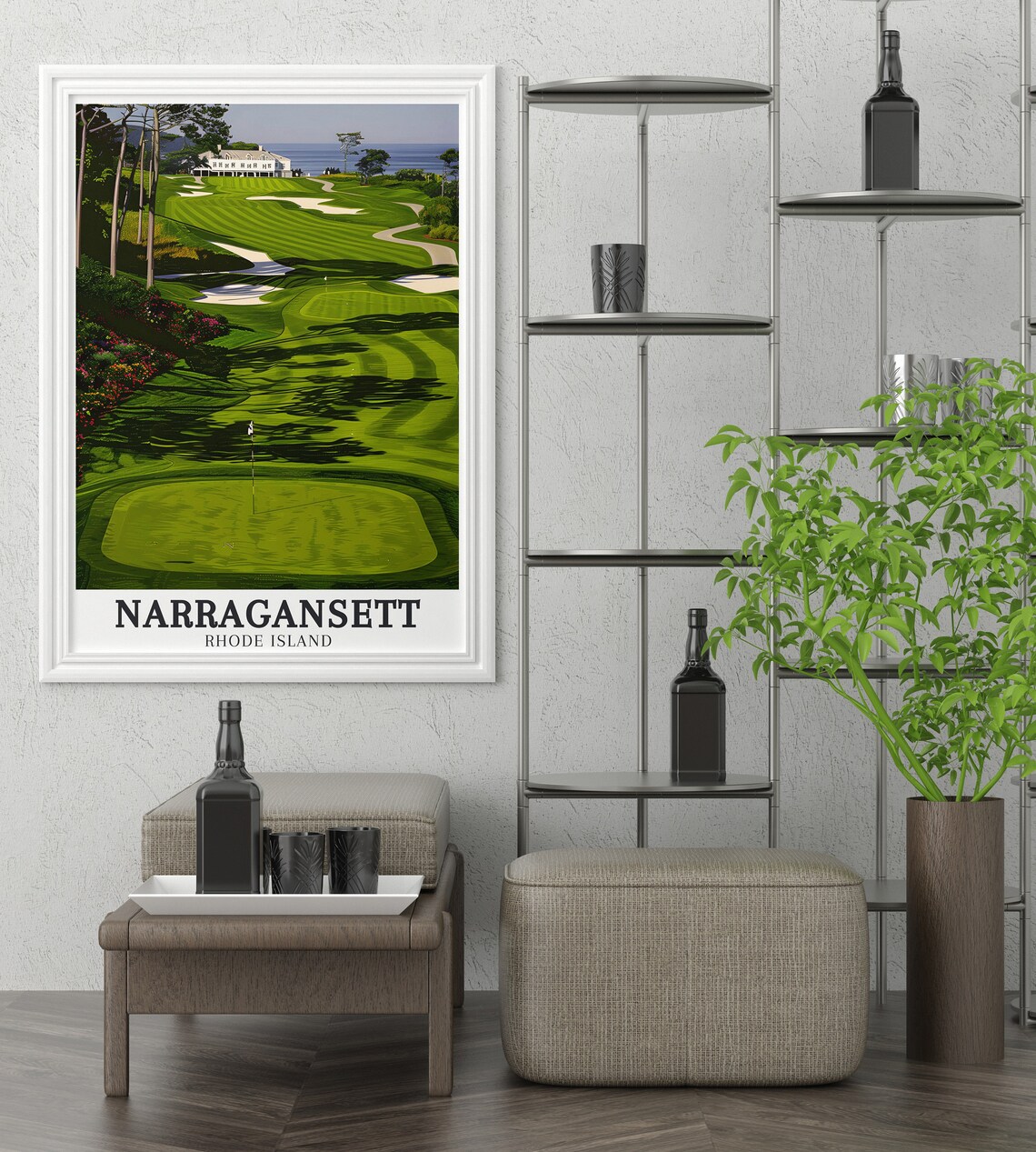 Narragansett Rhode Island Dunes Club Golf Course Seaside Travel Poster - Image 3