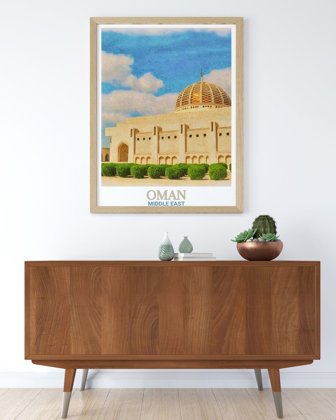 Sultan Qaboos Grand Mosque Oman Golden Dome Sky Travel Poster - Image 2