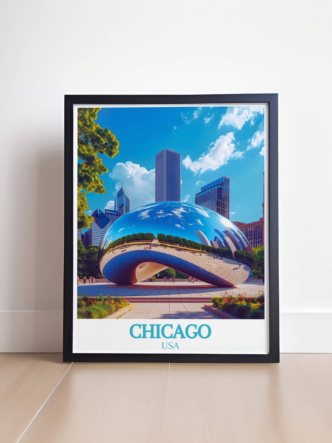 Chicago Cloud Gate The Bean Millennium Park USA Travel Poster - Image 4