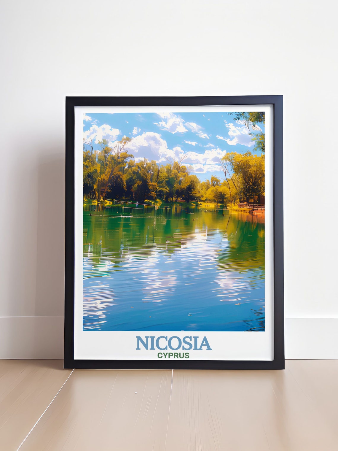 Nicosia Emerald Lake Lush Green Trees Tranquil Nature Travel Poster - Image 4
