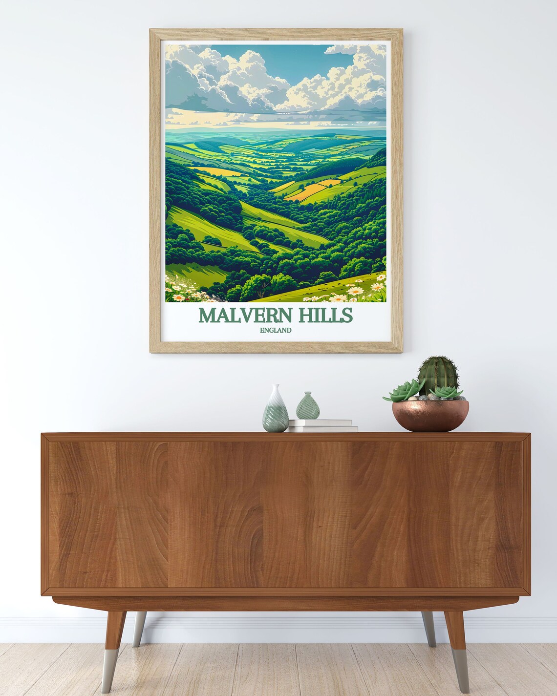 Malvern Hills England Green Valley Vista Wildflower Scenic Poster - Image 2