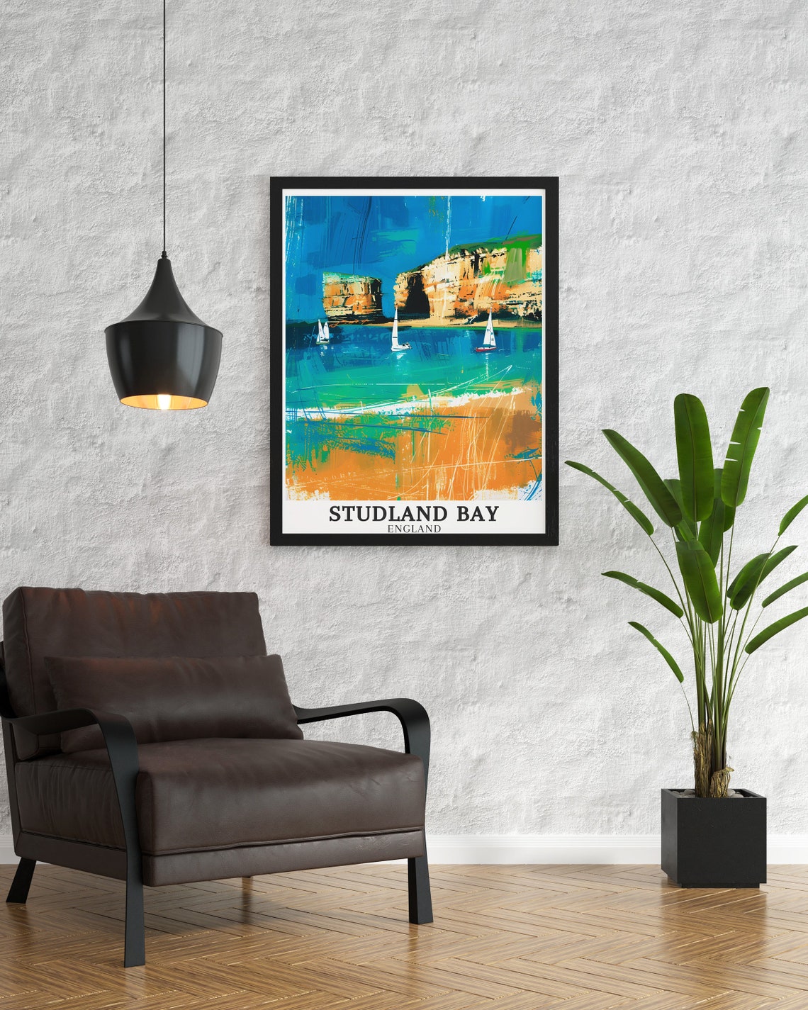 Studland Bay Old Harry Rocks Chalk Cliffs Sailing Travel Poster - Image 2