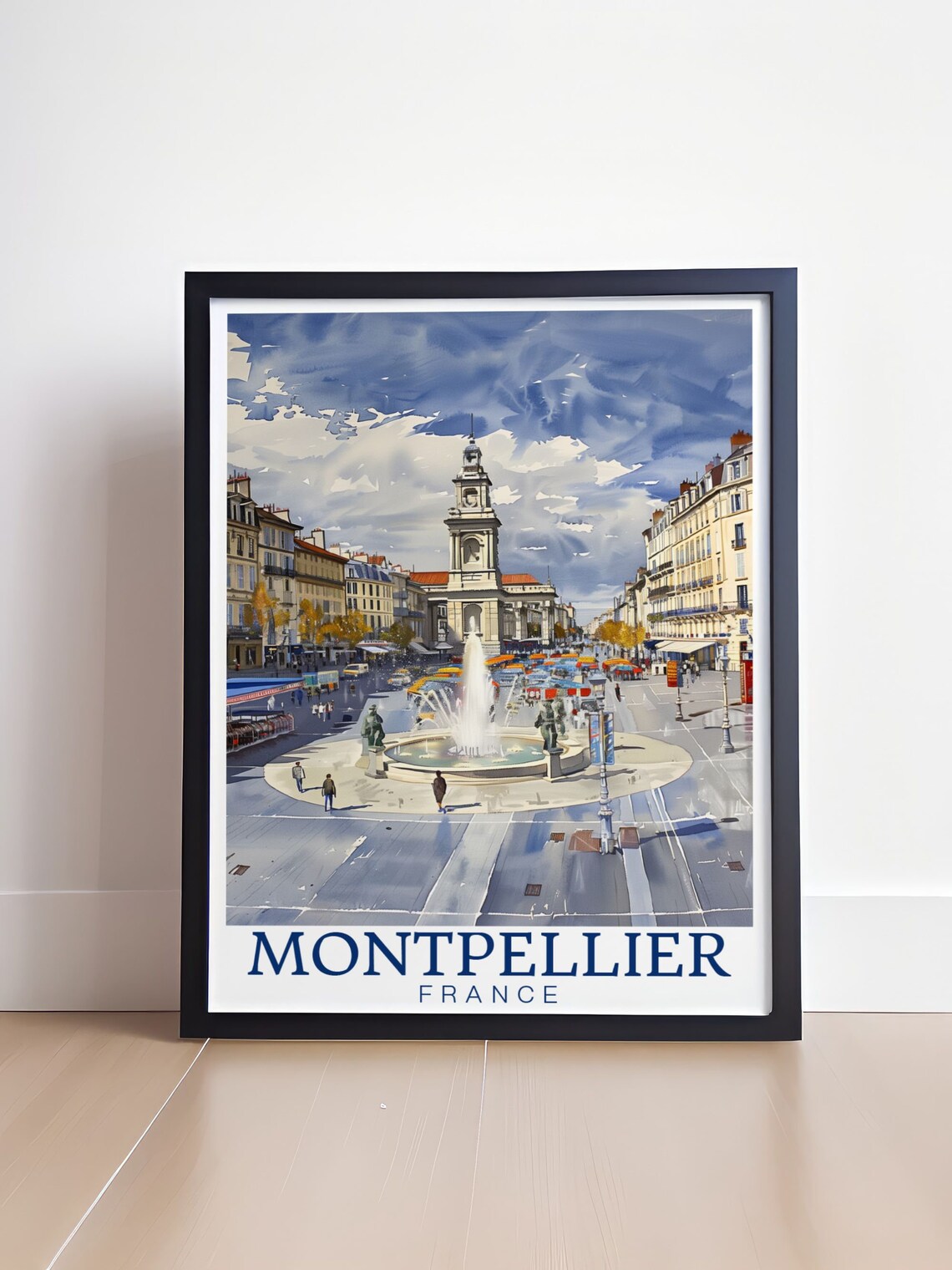 Montpellier France Poster Montpellier France Place De La Comedie Travel Poster Montpellier Wall Art - Image 4