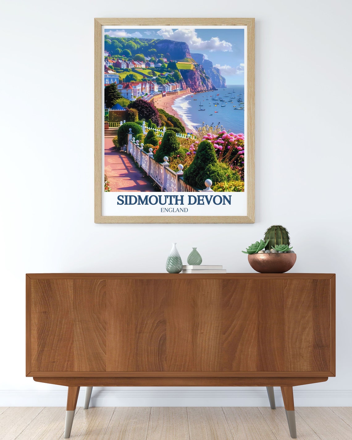 Sidmouth Devon Red Cliffs Esplanade Gardens England Coast Poster - Image 2