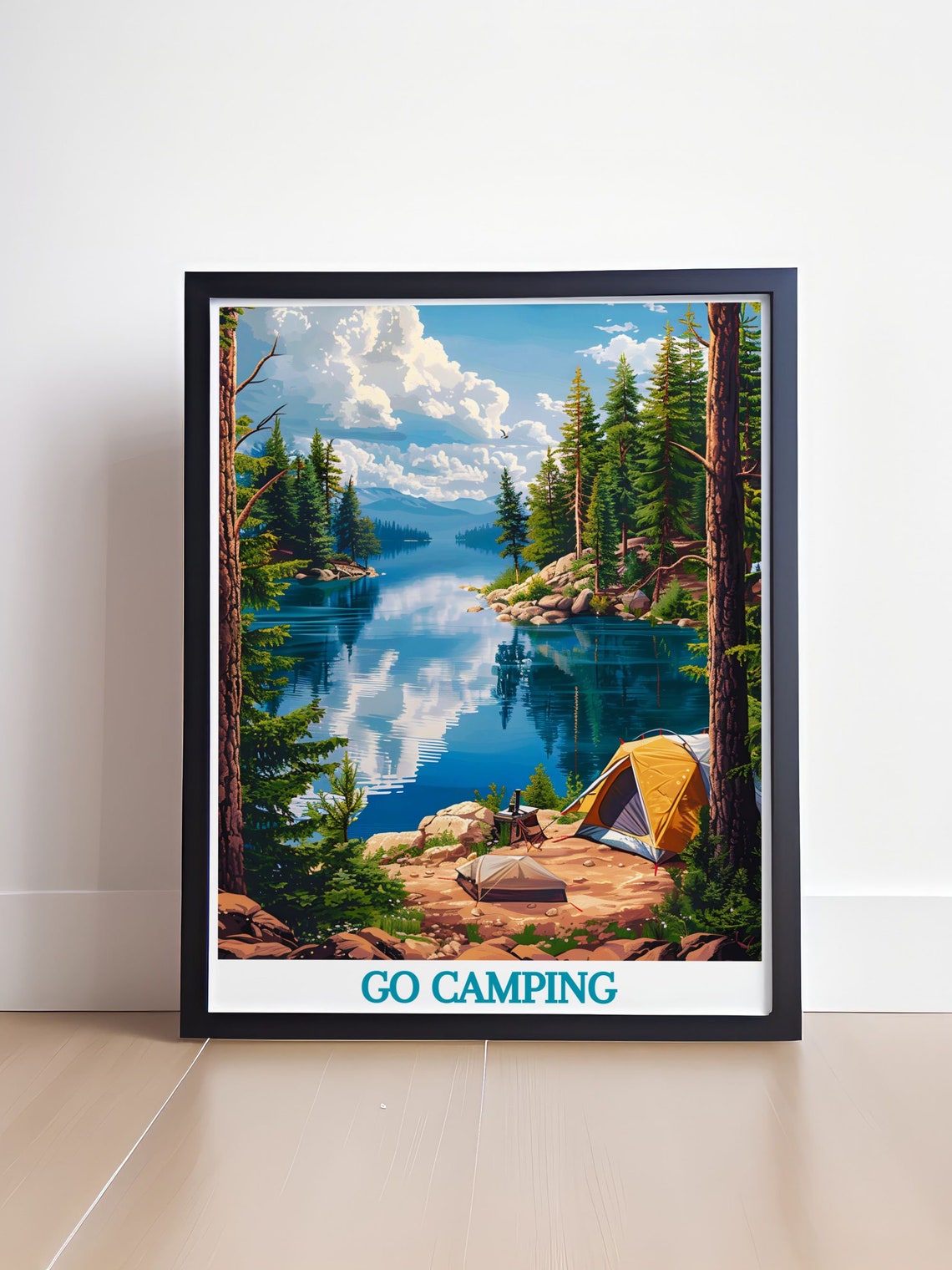 Go Camping Lakeside Tent Pine Forest Retreat Classic Travel Poster - Image 4
