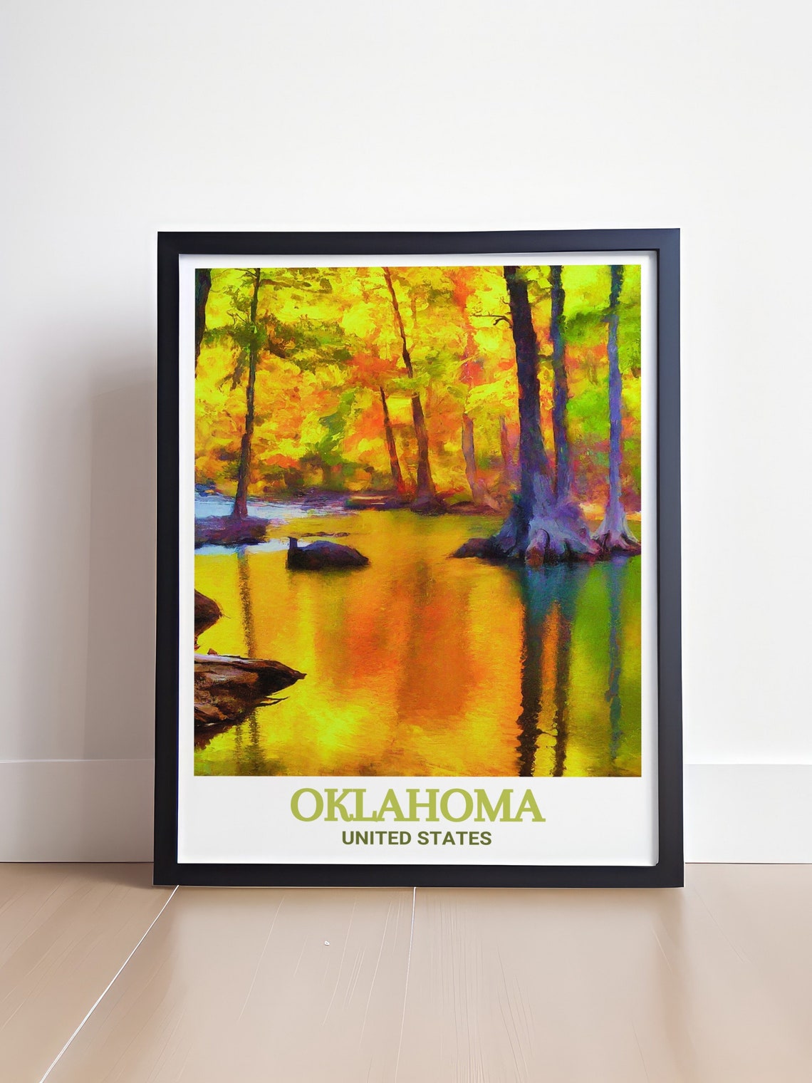 Autumn Cypress Swamp Golden Water Reflections Oklahoma Nature Poster - Image 4