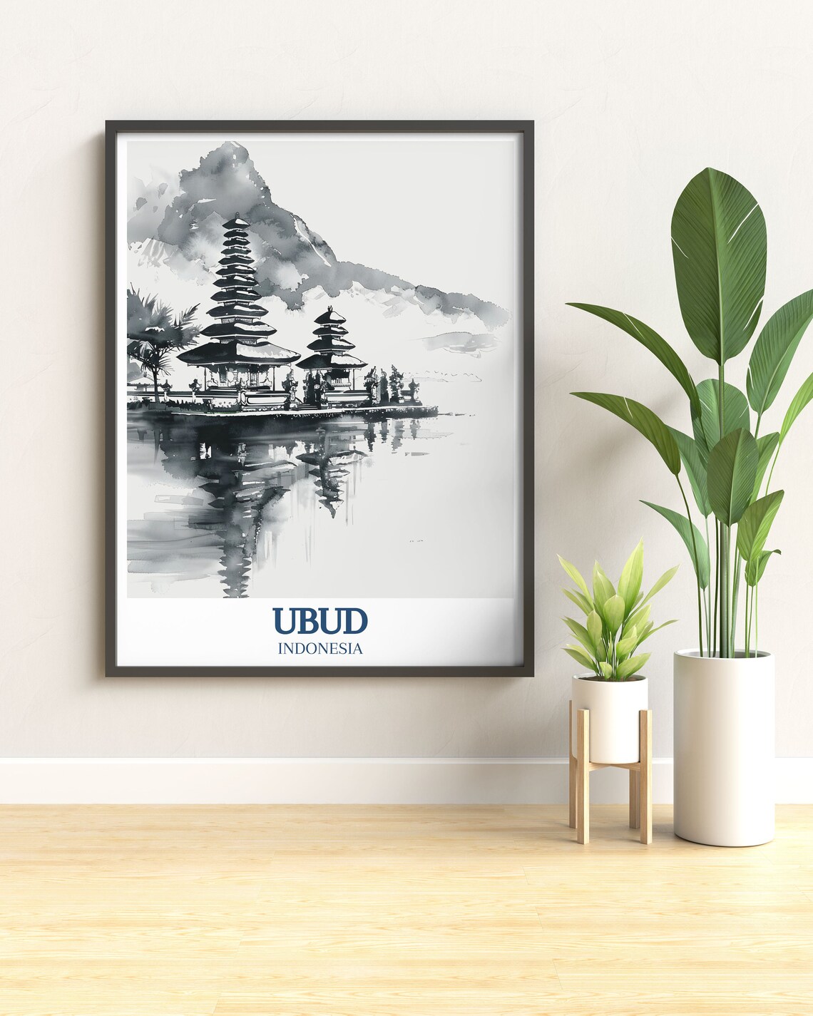 Ubud Travel Poster Pura Ulun Danu Bratan Lake Bratan Art Ubud Art And Travel Posters Ubud Art And Travel Prints - Image 2