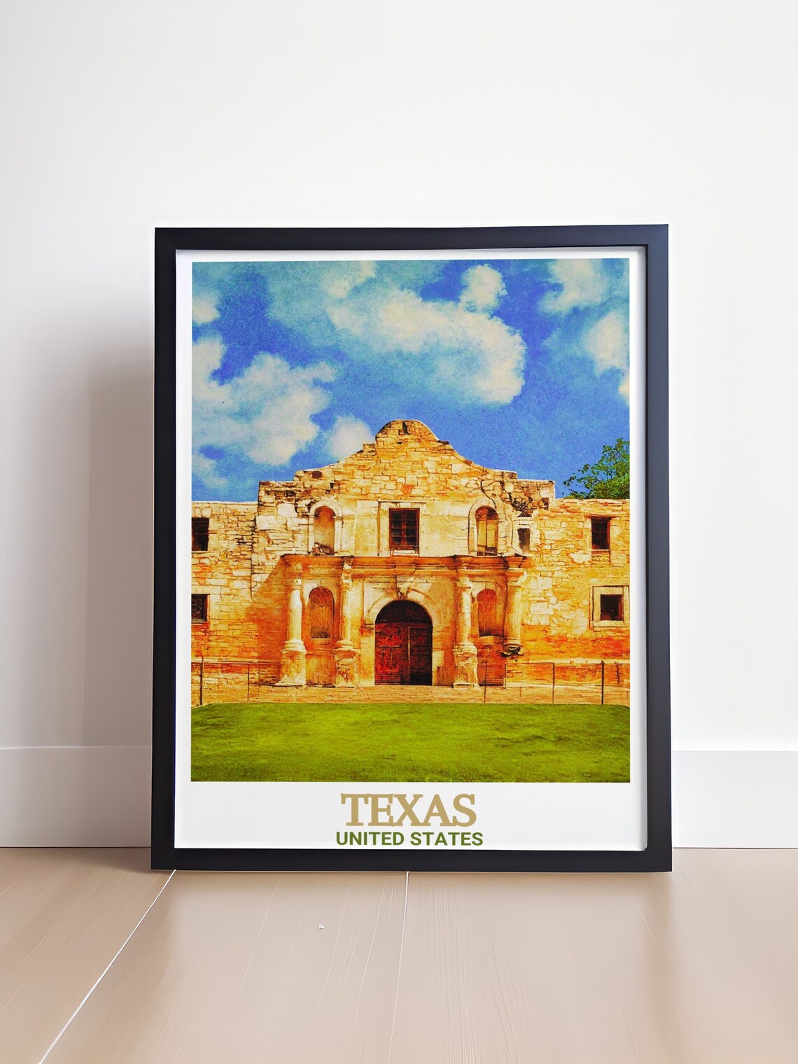 Texas The Alamo Historic Mission Facade Front View Travel Poster - Image 4