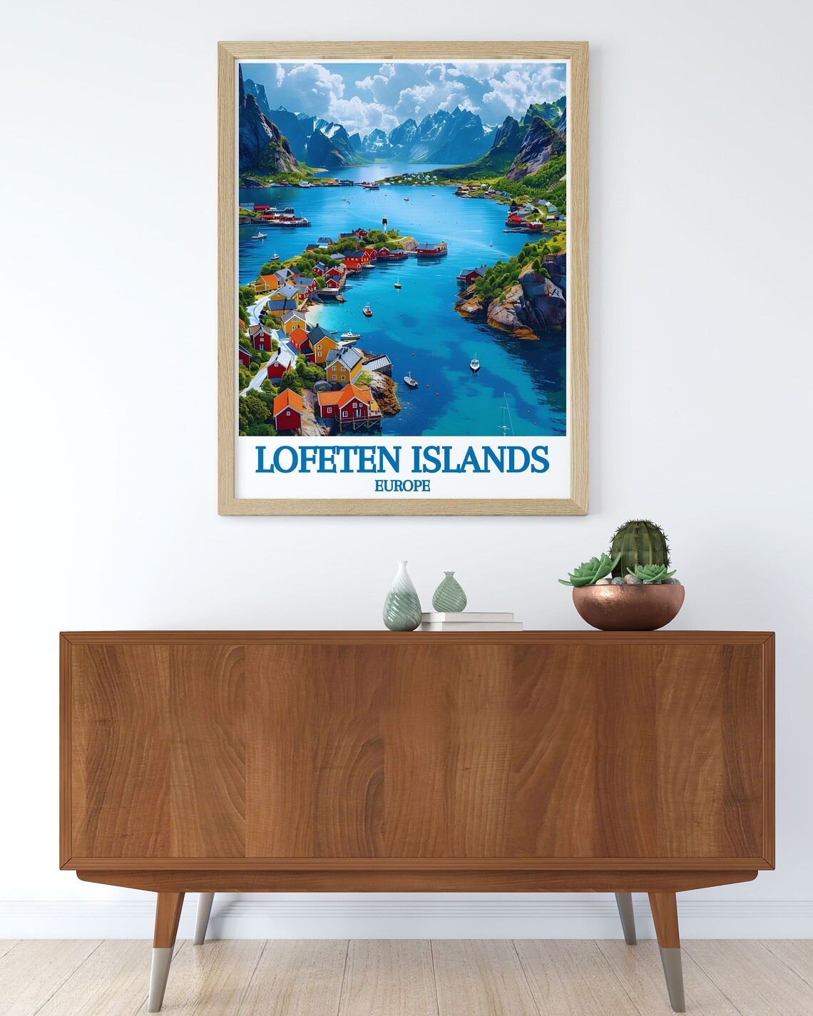 Lofoten Islands Fishing Village Red Cabins Fjord Travel Poster - Image 3