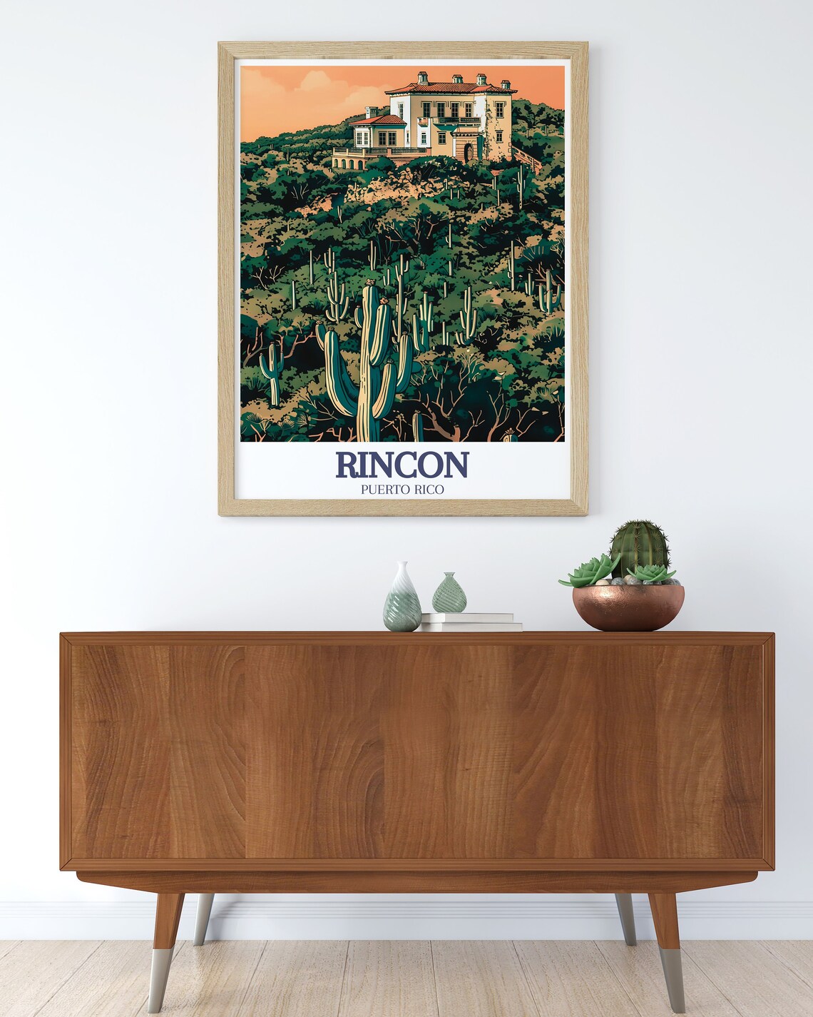 Rincon Puerto Rico Hilltop Mansion Cactus Garden Travel Poster - Image 2