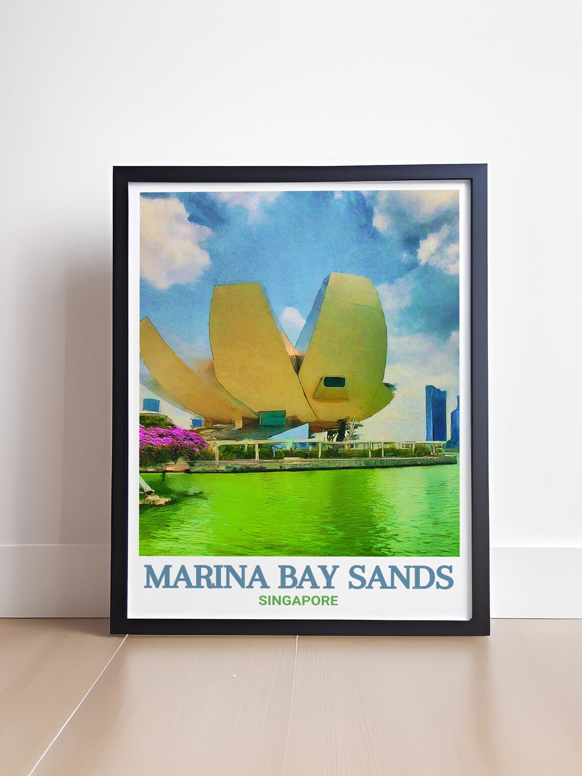 ArtScience Museum Singapore Lotus Waterfront Marina Bay Travel Poster - Image 4