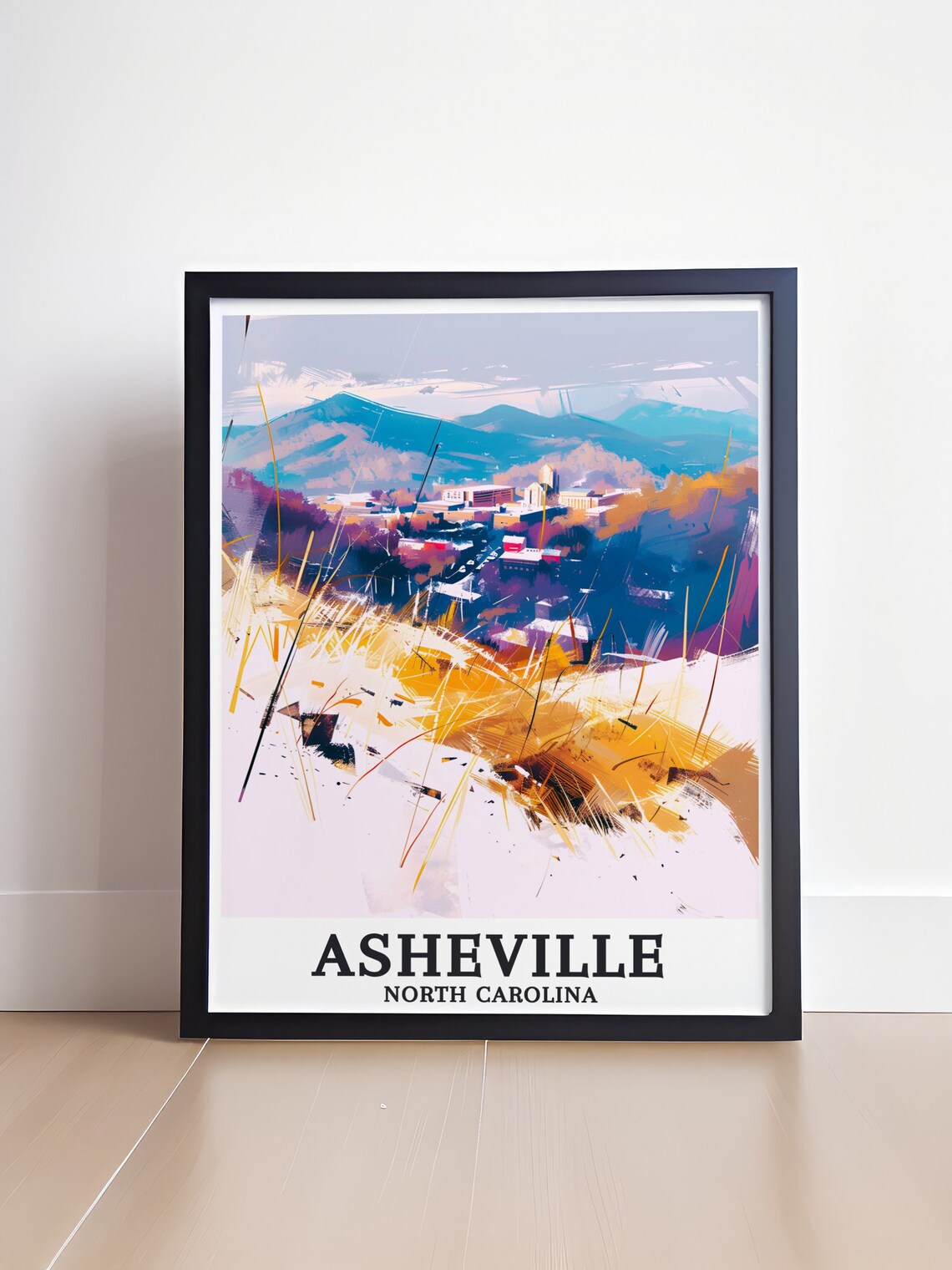 Asheville Wall Art Blue Ridge Mountains Asheville Town Art Print Blue Ridge Mountains Art Print And Travel Poster Asheville Decor - Image 4