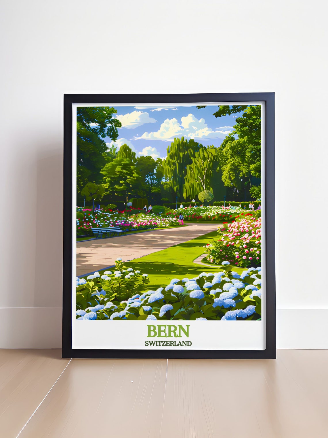 Bern Switzerland Rosengarten Flower Gardens Sunny Park Travel Poster - Image 4