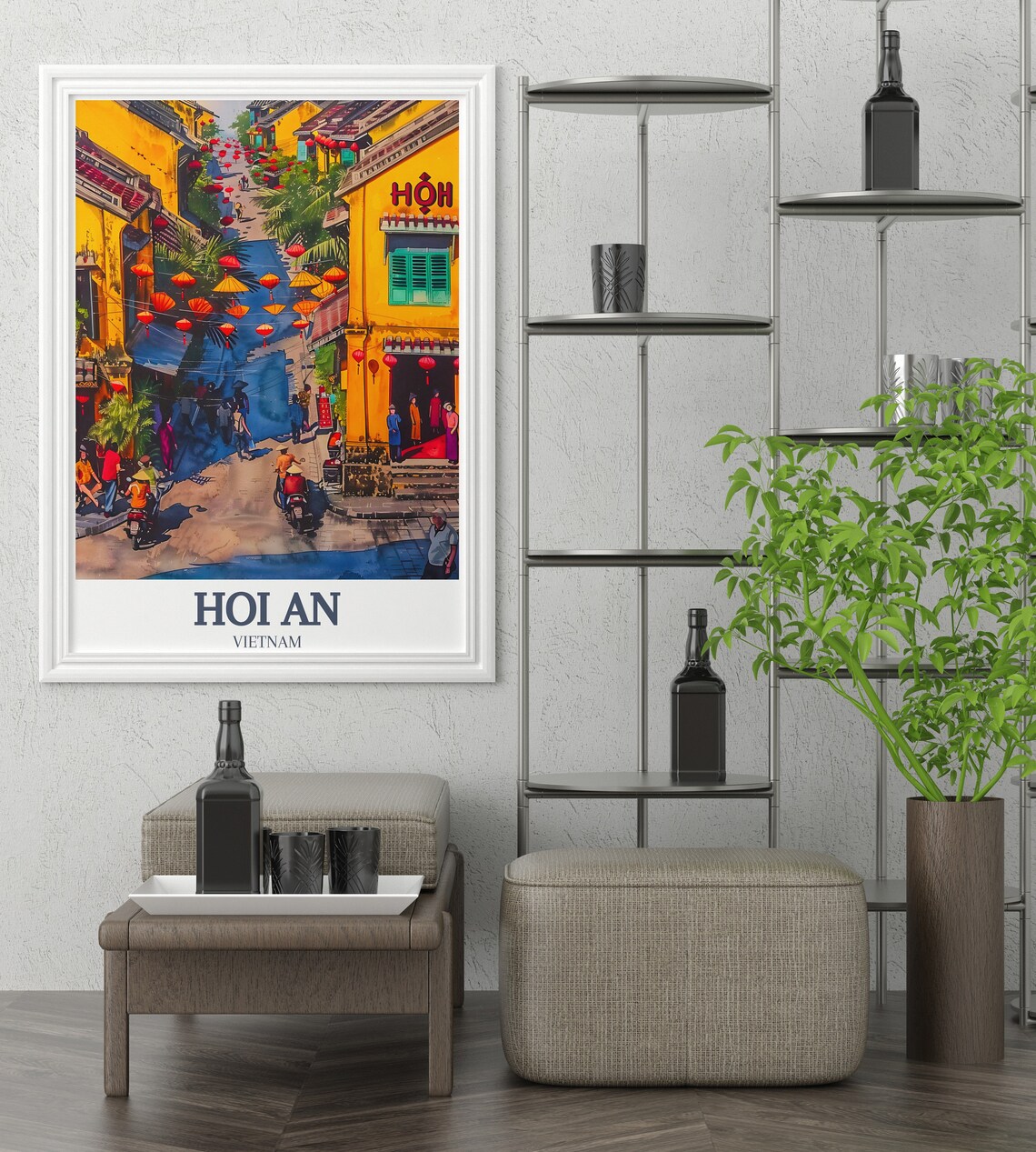 Vietnam Hoi An Lantern Street Ancient Town Colorful Travel Poster - Image 3