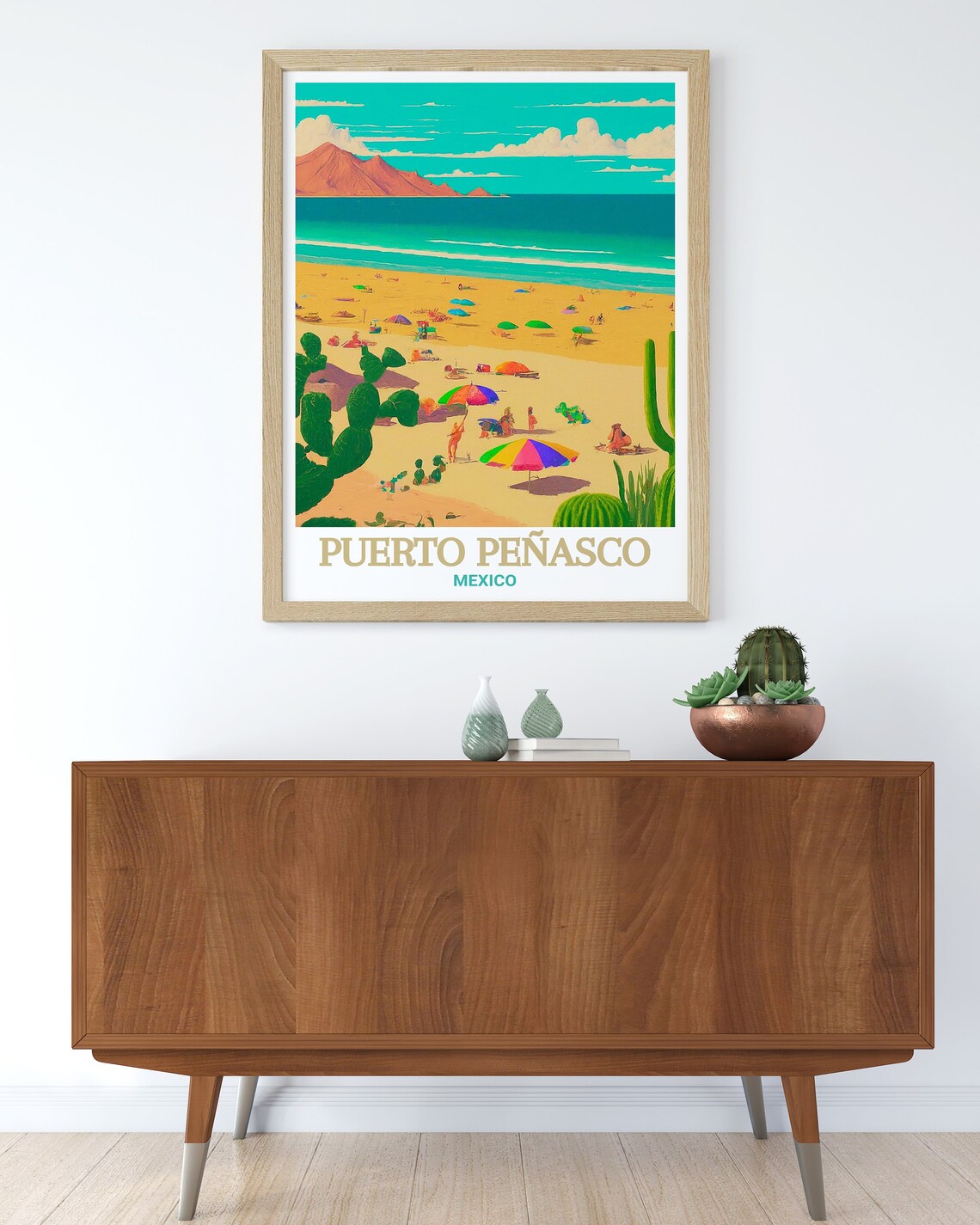 Puerto Penasco Mexico Sunny Beach Umbrellas Desert Coast Travel Poster - Image 3