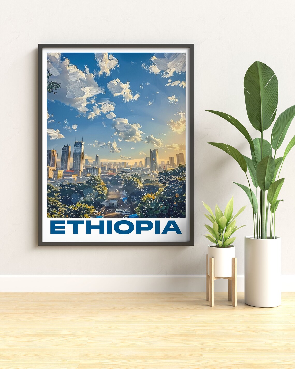 Ethiopia Addis Ababa City Skyline At Golden Hour Travel Poster - Image 3