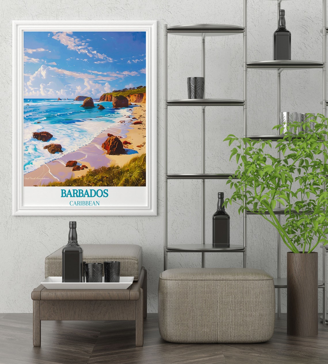 Barbados Caribbean Beach Paradise With Turquoise Cliffs Poster - Image 2