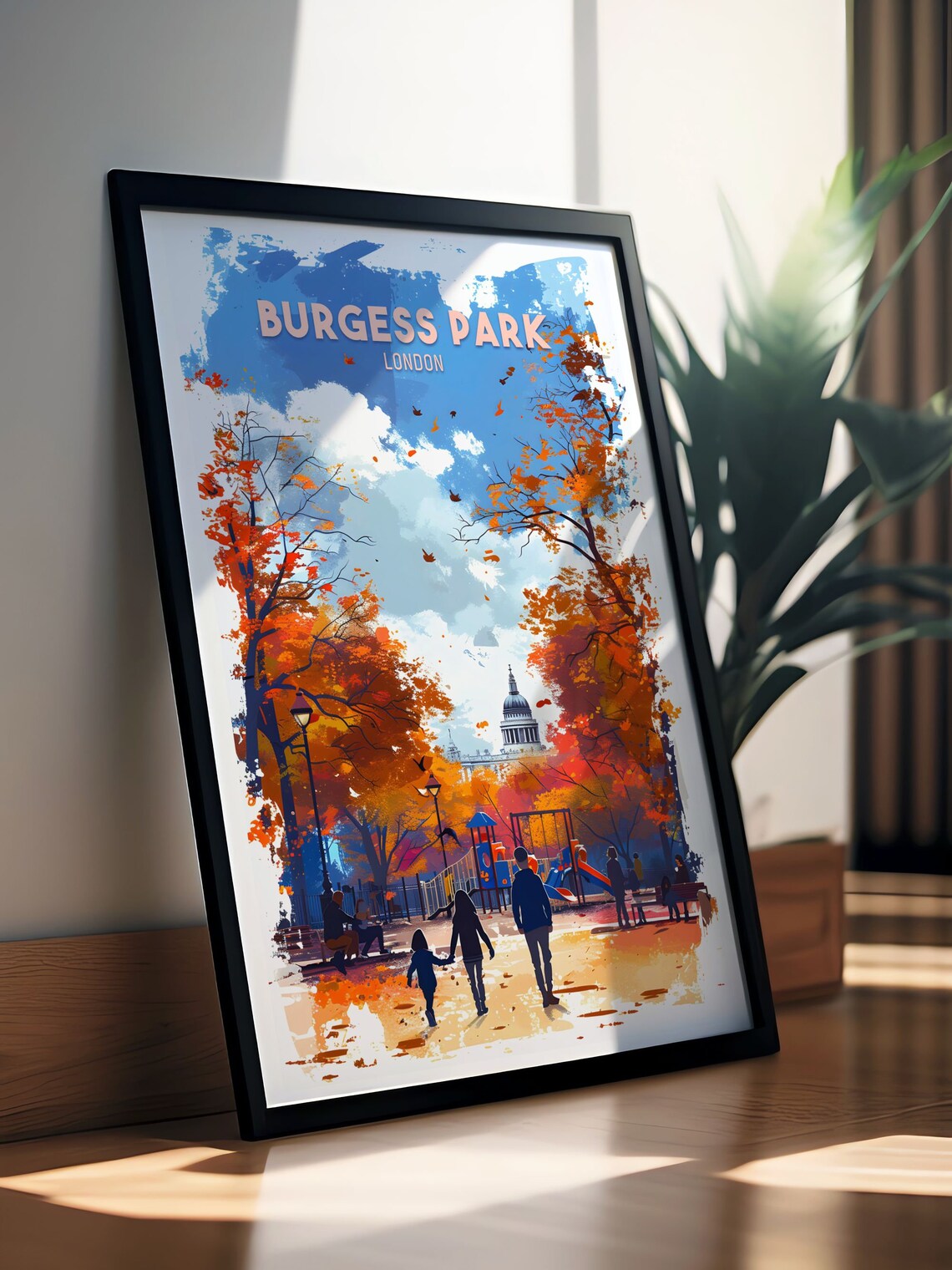 Burgess Park London Autumn Playground Fall Family Travel Poster - Image 2