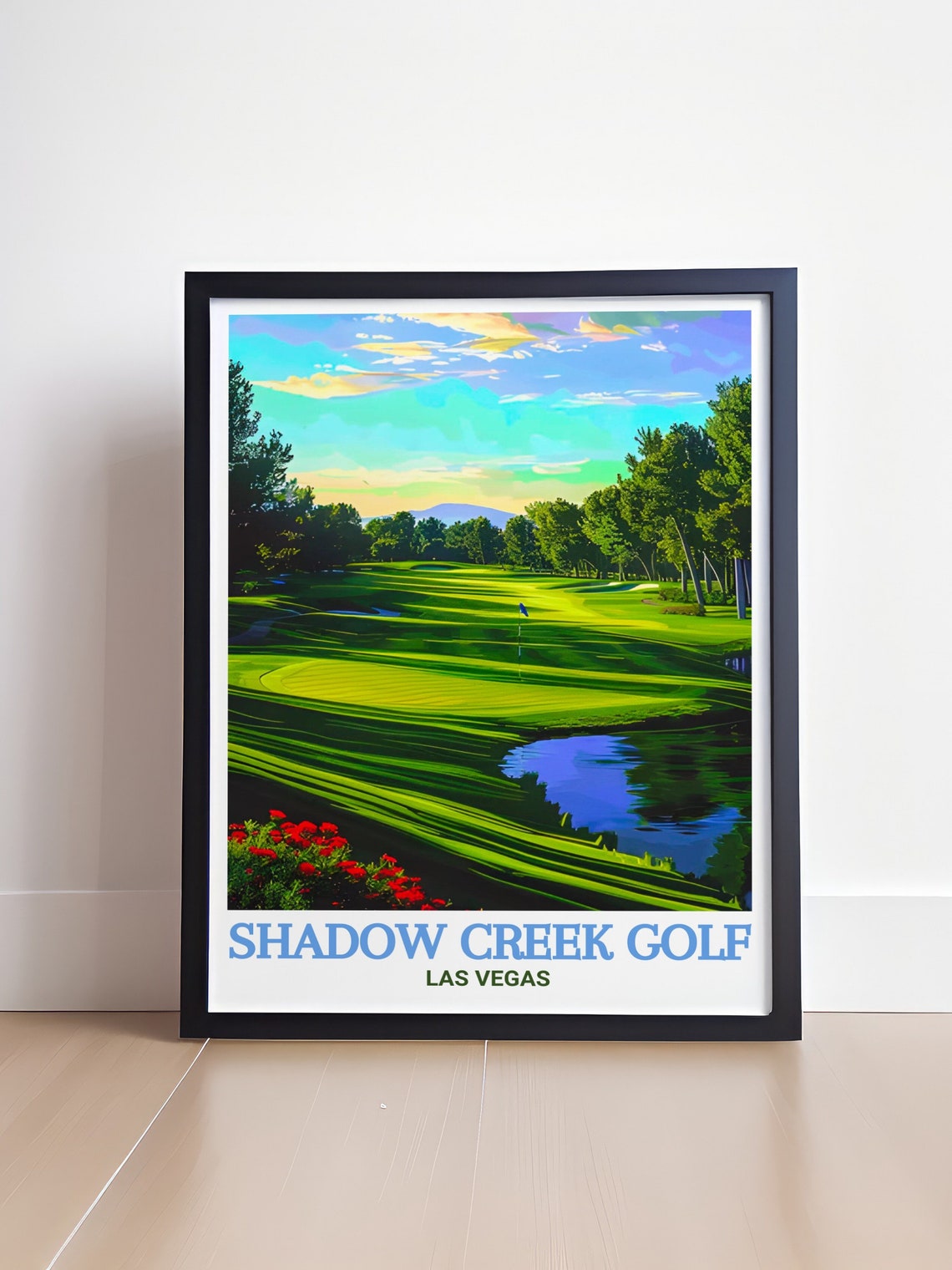 Shadow Creek Golf Las Vegas Sunset Fairway Water View Travel Poster - Image 4