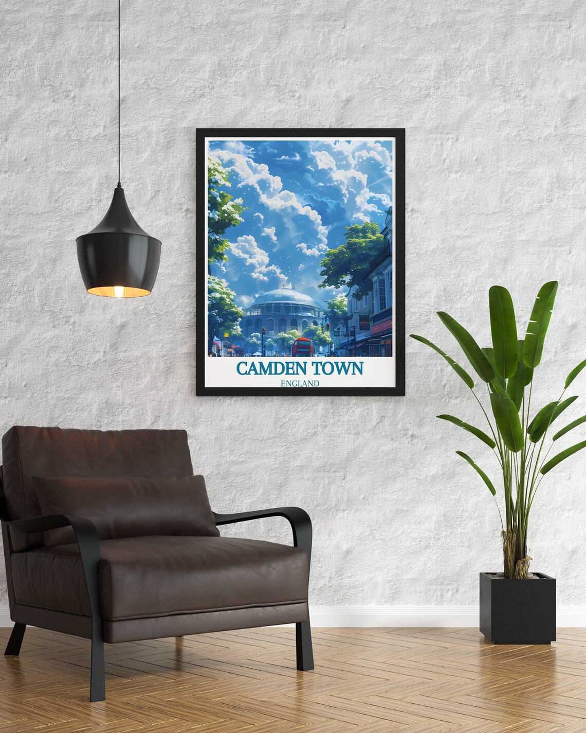 Camden Town Roundhouse Red Bus London Street Scene Travel Poster - Image 2