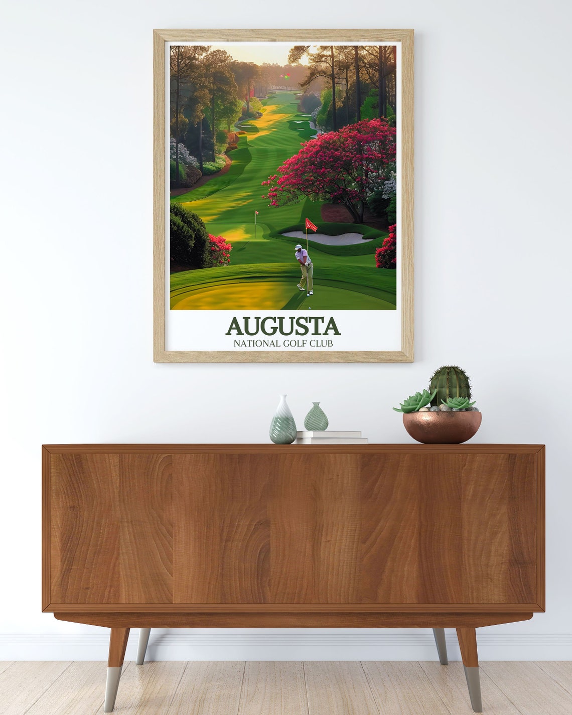 Augusta National Golden Hour Golfer Swing Azaleas Golf Poster - Image 2