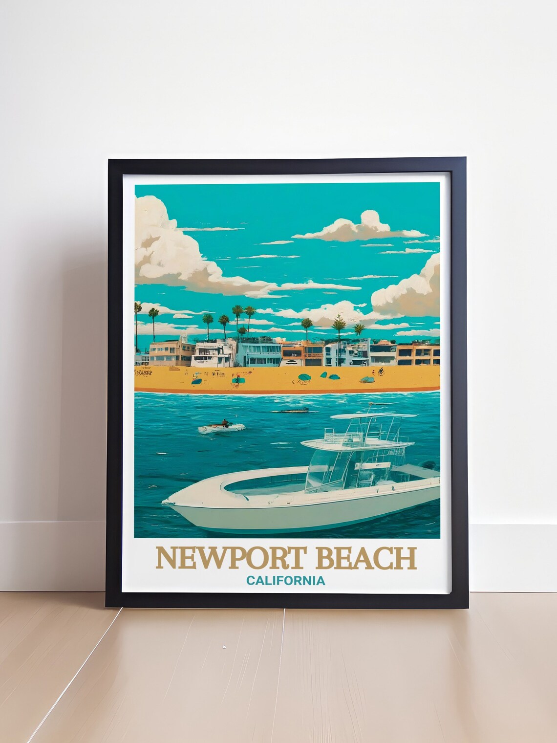 Newport Beach Balboa Island Harbor Boat California Travel Poster - Image 4