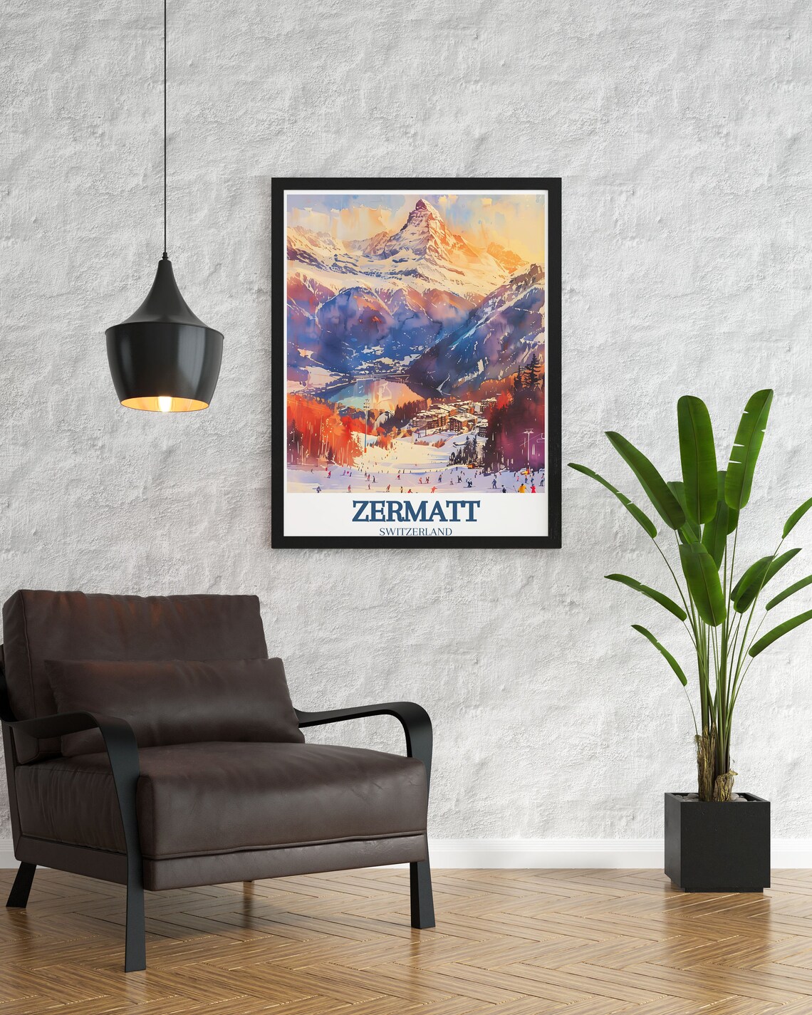 Zermatt Travel Print Sunnegga Paradise Rothorn Leisee Lake Wall Art Sunnegga Paradise Rothorn Leisee Lake Travel Poster - Image 2