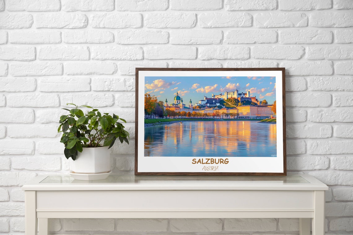 Salzburg Austria Travel Print Hohensalzburg Fortress Salzburg Austria Travel Gift Printable City Poster - Image 3