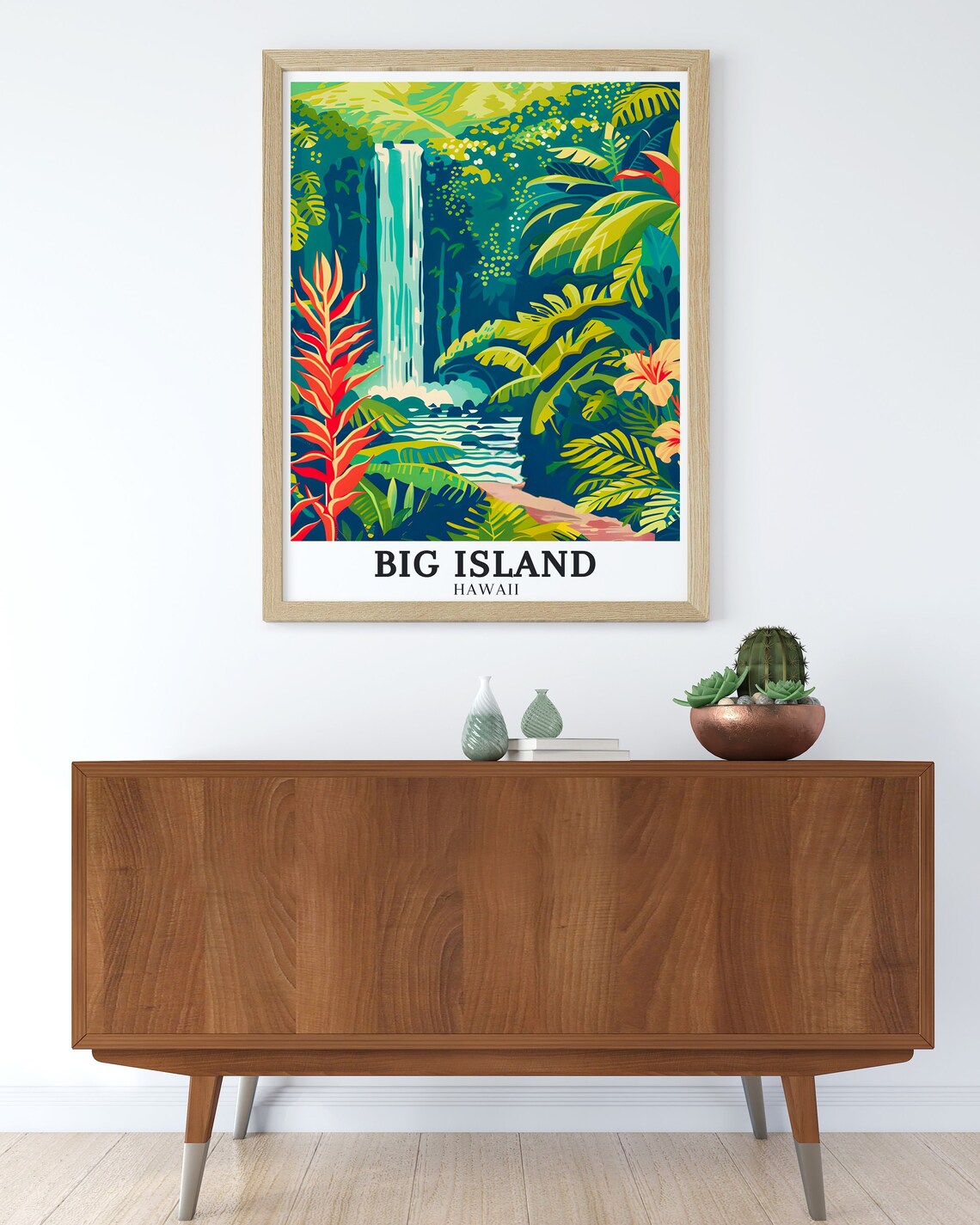 Hawaii Big Island Lush Tropical Waterfall Rainforest Travel Poster - Image 2