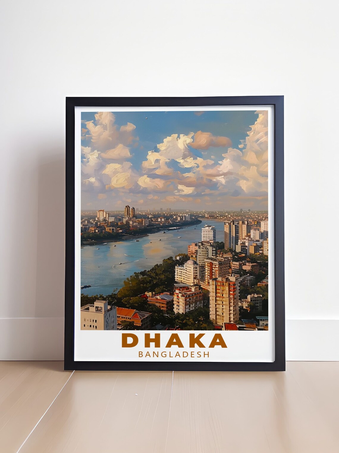 Dhaka Riverside Skyline Golden Hour Aerial Bangladesh City View Poster - Image 4