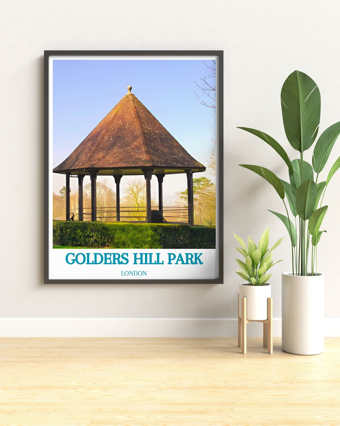 Golders Hill Park London Bandstand Garden Sunny Travel Poster - Image 2