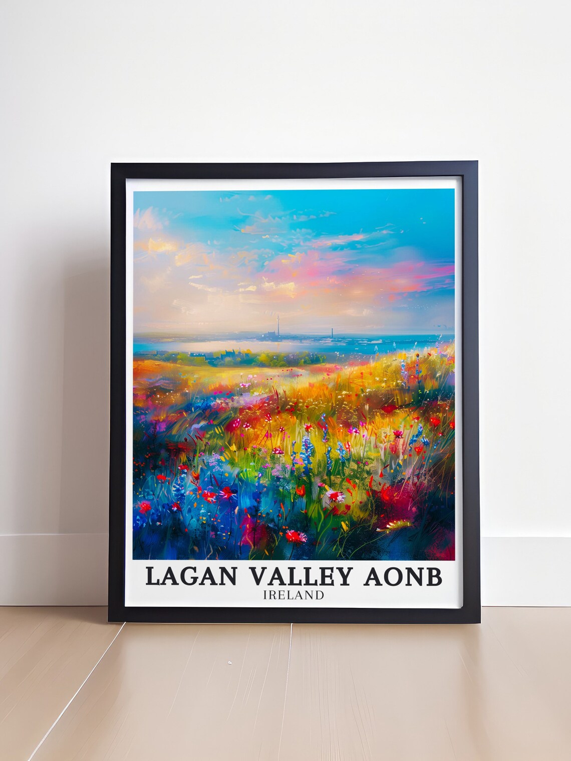 Lagan Valley Wildflower Meadow Sunset Colors Ireland Travel Poster - Image 4