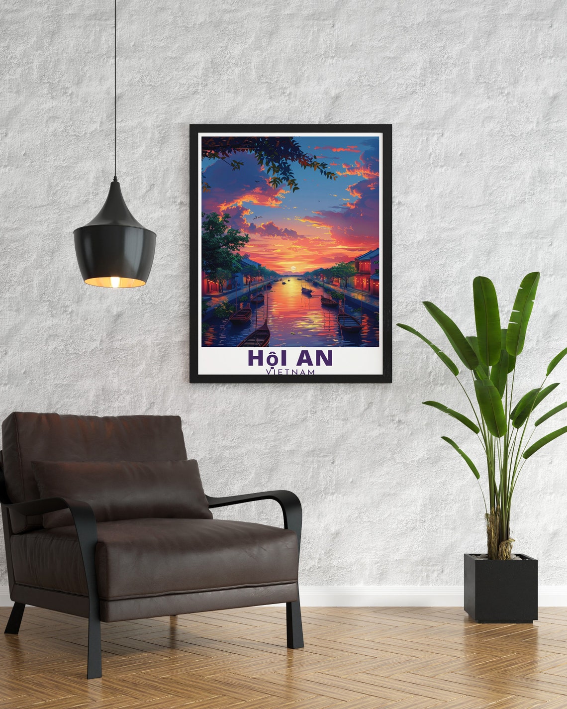 Thu Bon River Sunset With Wooden Boats Hoi An Vietnam Travel Poster - Image 2