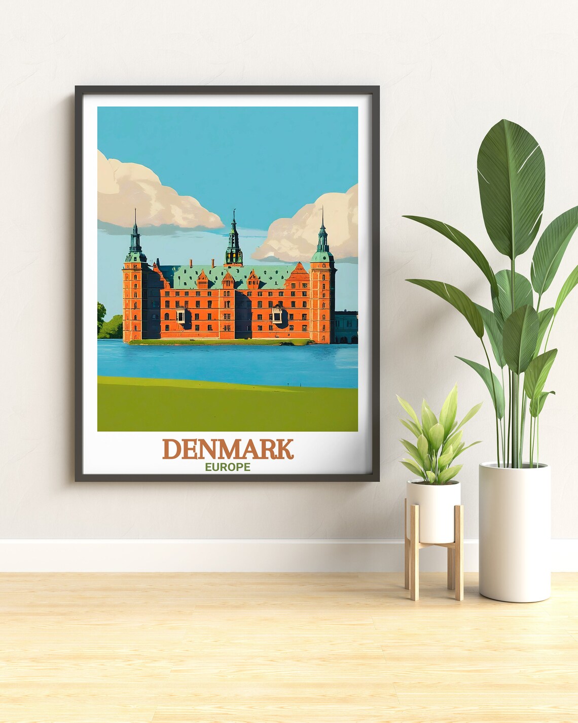 Historic Frederiksborg Castle Denmark Lakeside Travel Poster - Image 3