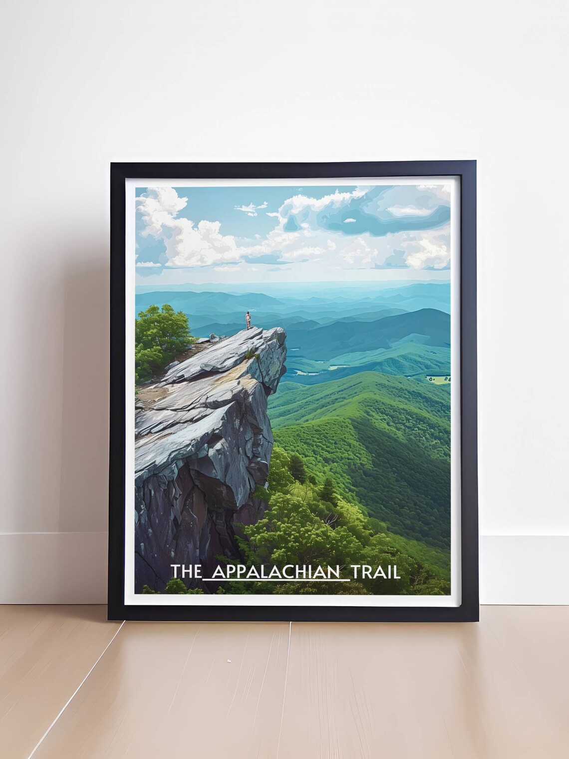 The Appalachian Trail Hiker On Cliff Overlooking Green Valleys Poster - Image 4